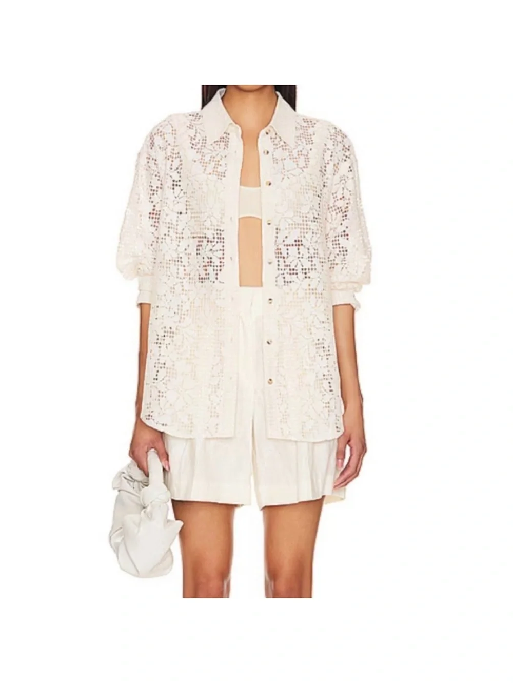 Free People In Your Dreams Lace Buttondown White M